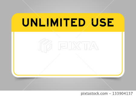 Label banner that have yellow headline with word unlimited use and white copy space, on gray background 133904137