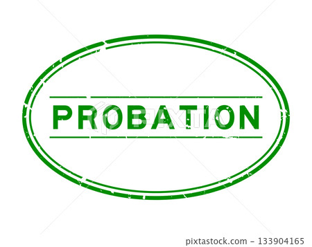 Grunge green probation word oval rubber seal stamp on white background 133904165