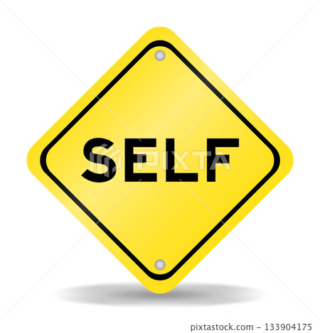 Yellow color transportation sign with word self on white background Yellow color transportation sign with word self on white background 133904175