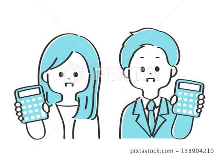 手持計算器、會計、稅務會計的男女商人 133904210