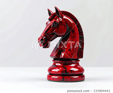 Calendar design. Red chess horse on white background. Wooden symbol. Symbol of New Year. Happy new years. Calendar design. Red chess horse on white background. Wooden symbol. Symbol of New Year. Happy new years. 133904441
