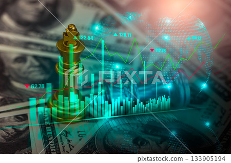 Stock market or forex trading graph and candlestick chart suitable for financial investment concept. Economy trends background for business idea and all art work design. Abstract finance background. Stock market or forex trading graph and candlestick chart suitable for financial investment concept. Economy trends background for business idea and all art work design. Abstract finance background. 133905194