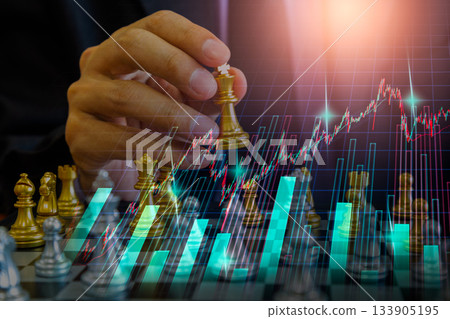 Stock market or forex trading graph and candlestick chart suitable for financial investment concept. Economy trends background for business idea and all art work design. Abstract finance background. 133905195
