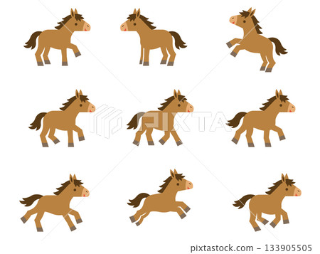 Cute horse illustration set 133905505