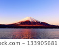 Red Fuji in the early morning New Year's Day as seen from Lake Kawaguchi 133905681