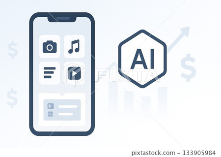 利用人工智慧技術進行智慧型手機應用程式開發和獲利的概念圖 133905984