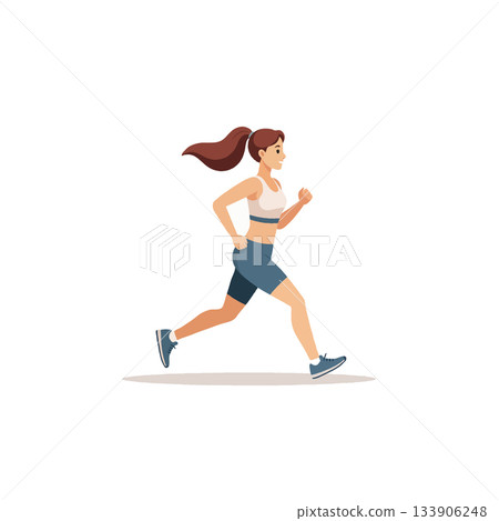 Dynamic depiction of a woman gracefully engaging in her morning exercise routine with elegance and Dynamic depiction of a woman gracefully engaging in her morning exercise routine with elegance and 133906248