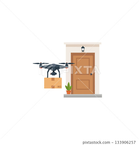 Drone technology delivering package to front door offers innovative delivery solutions and faster Drone technology delivering package to front door offers innovative delivery solutions and faster 133906257