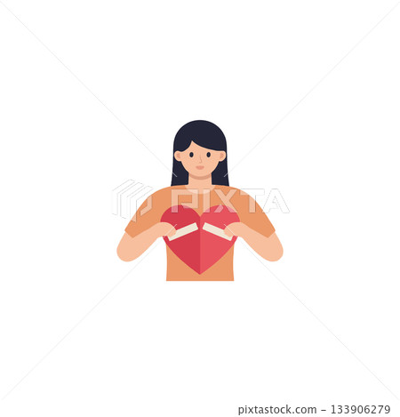 Woman mending fractured affection concept art symbolic repair of a broken heart metaphor for Woman mending fractured affection concept art symbolic repair of a broken heart metaphor for 133906279