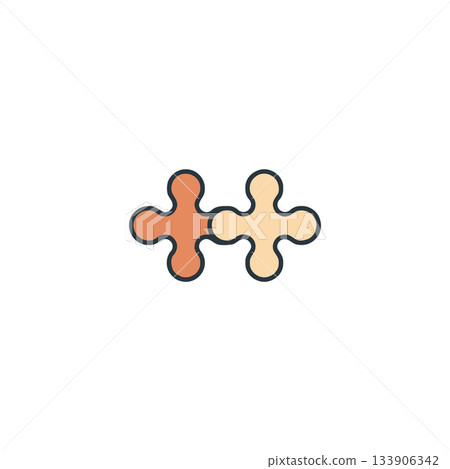 Connectivity depicted by two puzzle pieces suggesting unity and collaboration for digital or 133906342