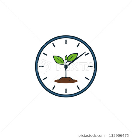 Conceptual illustration showing the passage of time in growing plants and the cycle of life and 133906475