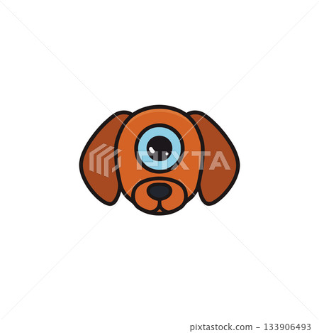 Whimsical one-eyed dog illustration radiating joy and friendliness with its unusual anatomical Whimsical one-eyed dog illustration radiating joy and friendliness with its unusual anatomical 133906493