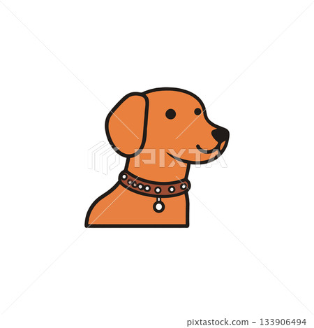 Adorable canine illustration with a charming collar and tag depicting friendship loyalty and 133906494