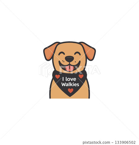 Cheerful dog portrait wearing a bandana with playful declaration of affection for outdoor 133906502