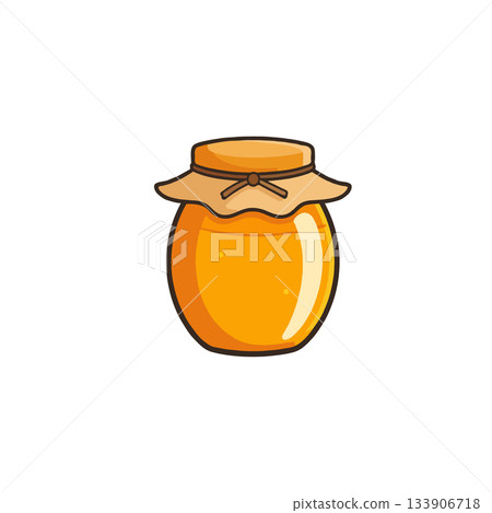 Illustrative honey pot design showcasing a delectable sweet nectar in a simple and charming drawing 133906718
