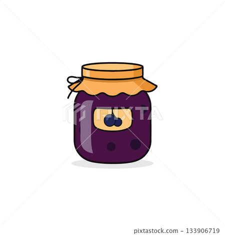 Simple blueberry jam illustration presenting delicious homemade fruit spread in an adorable, 133906719