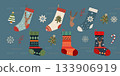 Christmas Festive Stockings Illustration Set Collection 133906919