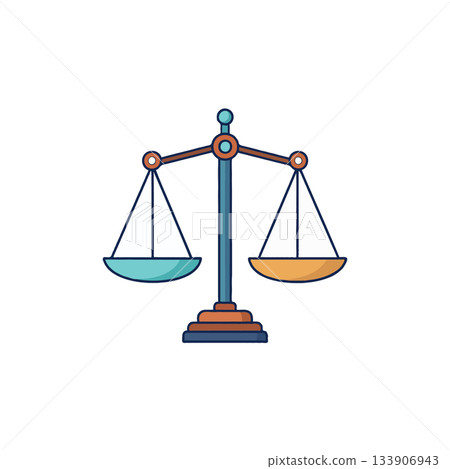 Stylized balance scale illustration depicting equilibrium, representing fairness and equal measure 133906943