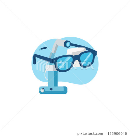 Optical precision medical equipment showing health data, modern vision care concept for 133906946