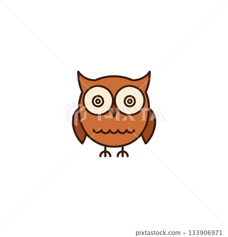 Whimsical owl illustration showcasing simplified design for children's books and educational Whimsical owl illustration showcasing simplified design for children's books and educational 133906971