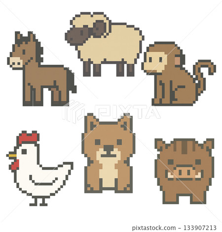 6 types of zodiac illustrations - pixel art 133907213