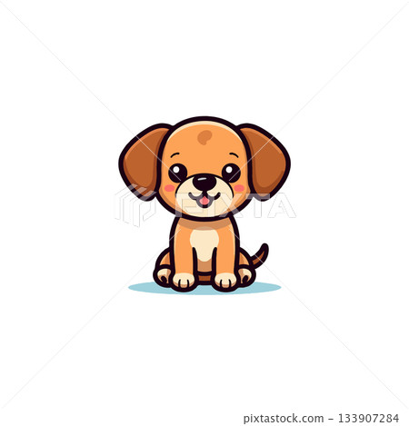 Adorable puppy cartoon character sitting with a sweet expression and an innocent face, perfect for Adorable puppy cartoon character sitting with a sweet expression and an innocent face, perfect for 133907284