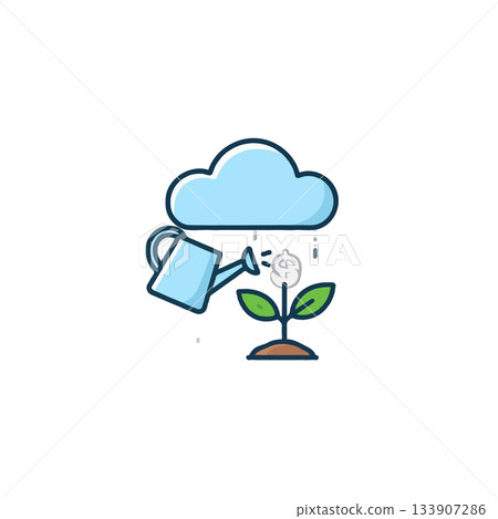 Conceptual illustration showcasing the process of nurturing growth and financial investment 133907286