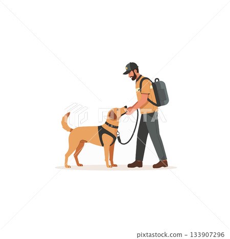 Loyal companion a heartwarming bond of friendship sharing moments man's best friend dog walking 133907296