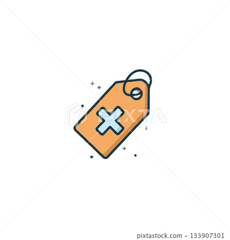 Medical price tag with a symbol for healthcare or pharmaceutical product promotion offering Medical price tag with a symbol for healthcare or pharmaceutical product promotion offering 133907301