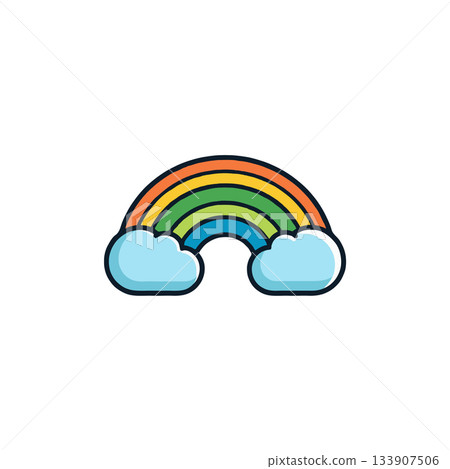 Colorful rainbow illustration with cheerful clouds providing a vibrant symbol of hope optimism and 133907506