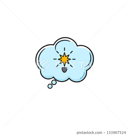 Conceptual thought process visualization, illuminating ideas within the realm of cognition and 133907524