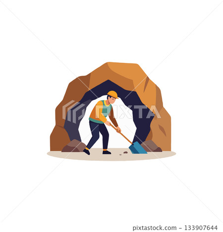 A diligent worker digging deep into the earth, showcasing the commitment and challenges of A diligent worker digging deep into the earth, showcasing the commitment and challenges of 133907644
