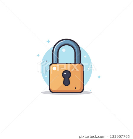 Whimsical illustration of a secured padlock symbolizing protection confidentiality safety and Whimsical illustration of a secured padlock symbolizing protection confidentiality safety and 133907765