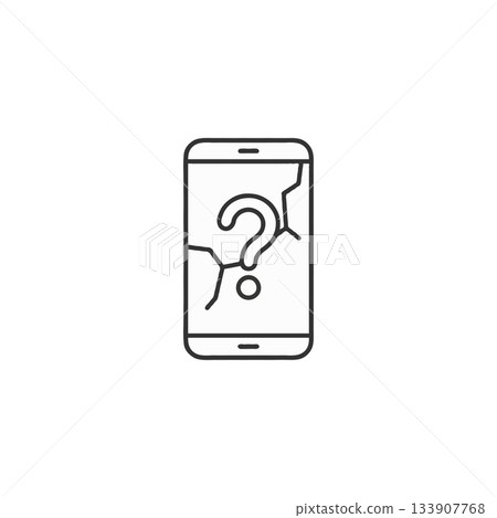 Conceptual smartphone illustration depicting fragility uncertainty and technological problem 133907768