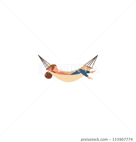 Serene afternoon escapism lady floating in the calm breeze embraced by hammock relaxation dreams Serene afternoon escapism lady floating in the calm breeze embraced by hammock relaxation dreams 133907774