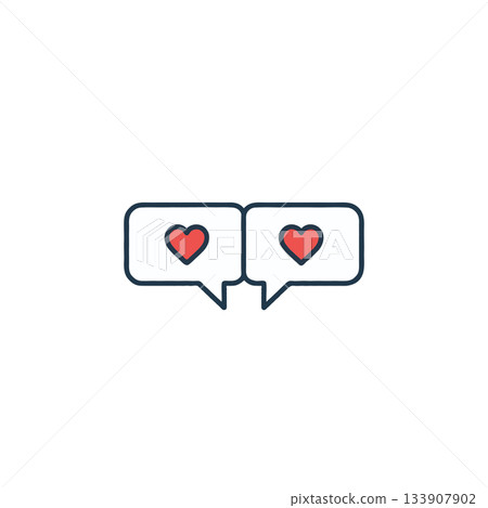 Connected hearts in dialog bubbles illustrating modern communication of love through digital 133907902