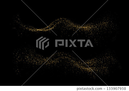 Vector Abstract Shiny Gold Glitter design element. Gold Glitter Dust. For New Year, Merry Christmas, Birthday and Wedding greeting card and invitation. Luxury Background design 133907938