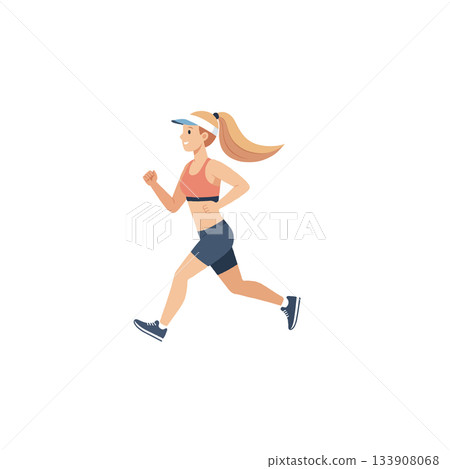 Athletic woman enjoying her morning run with sporty outfit demonstrating fitness and a healthy Athletic woman enjoying her morning run with sporty outfit demonstrating fitness and a healthy 133908068