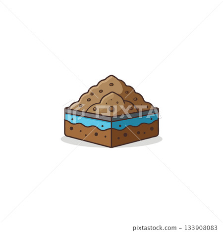 Simplified depiction of earth's structure, including soil, rock, and moisture, showcased in a Simplified depiction of earth's structure, including soil, rock, and moisture, showcased in a 133908083