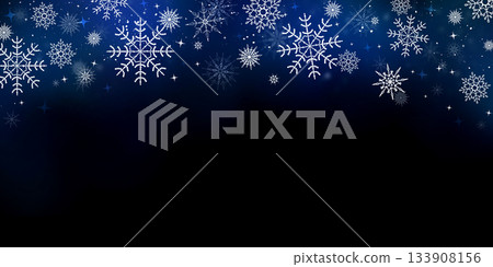 Blue winter frame with snowflakes and dark gradient area for holiday text Blue winter frame with snowflakes and dark gradient area for holiday text 133908156