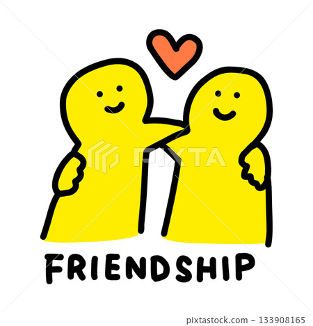 Two people with their arms around each other, friendship, friends | Hand-drawn illustration icon Two people with their arms around each other, friendship, friends | Hand-drawn illustration icon 133908165