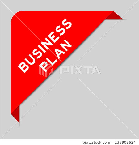 Red color of corner label banner with word bussiness plan on gray background Red color of corner label banner with word bussiness plan on gray background 133908624