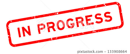 Grunge red in progress word square rubber seal stamp on white background Grunge red in progress word square rubber seal stamp on white background 133908664