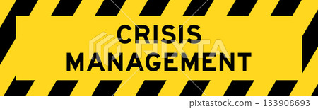 Yellow and black color with line striped label banner with word crisis management Yellow and black color with line striped label banner with word crisis management 133908693