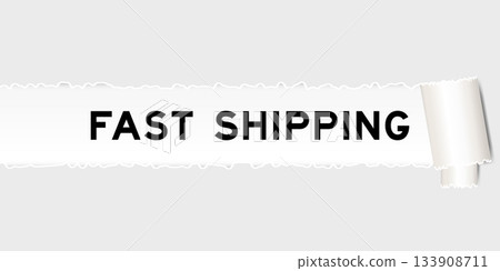 Ripped gray paper background that have word fast shipping under torn part 133908711