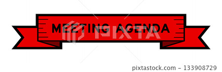 Red ribbon label banner with word meeting agenda on white background Red ribbon label banner with word meeting agenda on white background 133908729