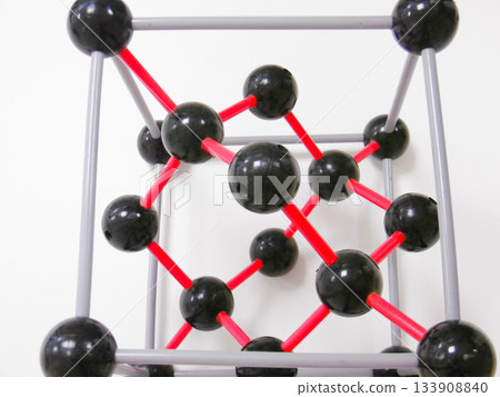 Black Sphere Lattice Model Displaying Molecular Structure And Bonding, Educational Demonstration For Chemistry 133908840