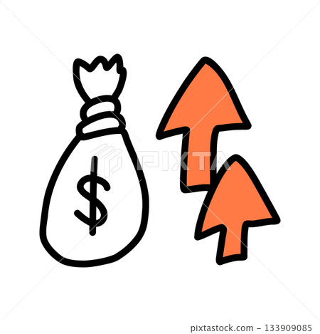 Wage increase/price increase | Hand-drawn illustration icon 133909085