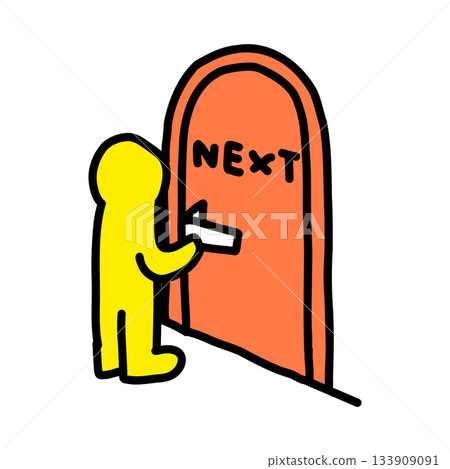 Person trying to open the NEXT door | Hand-drawn illustration icon 133909091