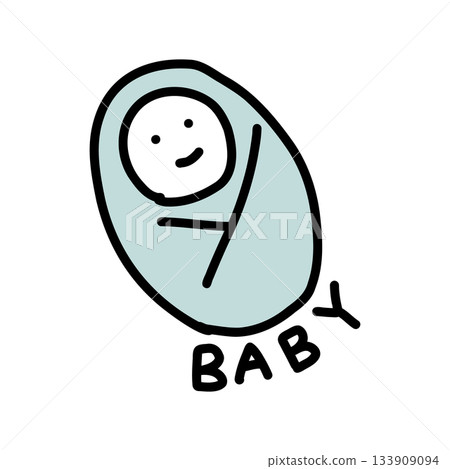 襁褓中的嬰兒 | 手繪插圖圖標 133909094